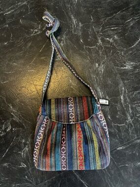 Multicolor Striped Woven Crossbody Bag - Casual Boho Style